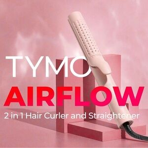 Airflow Pink Hair Curler and Straightener Tymo